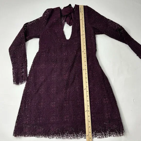 Free People Honey Honey Lace Mini Dress Size 2 Open Back Potent Purple - Picture 11 of 13
